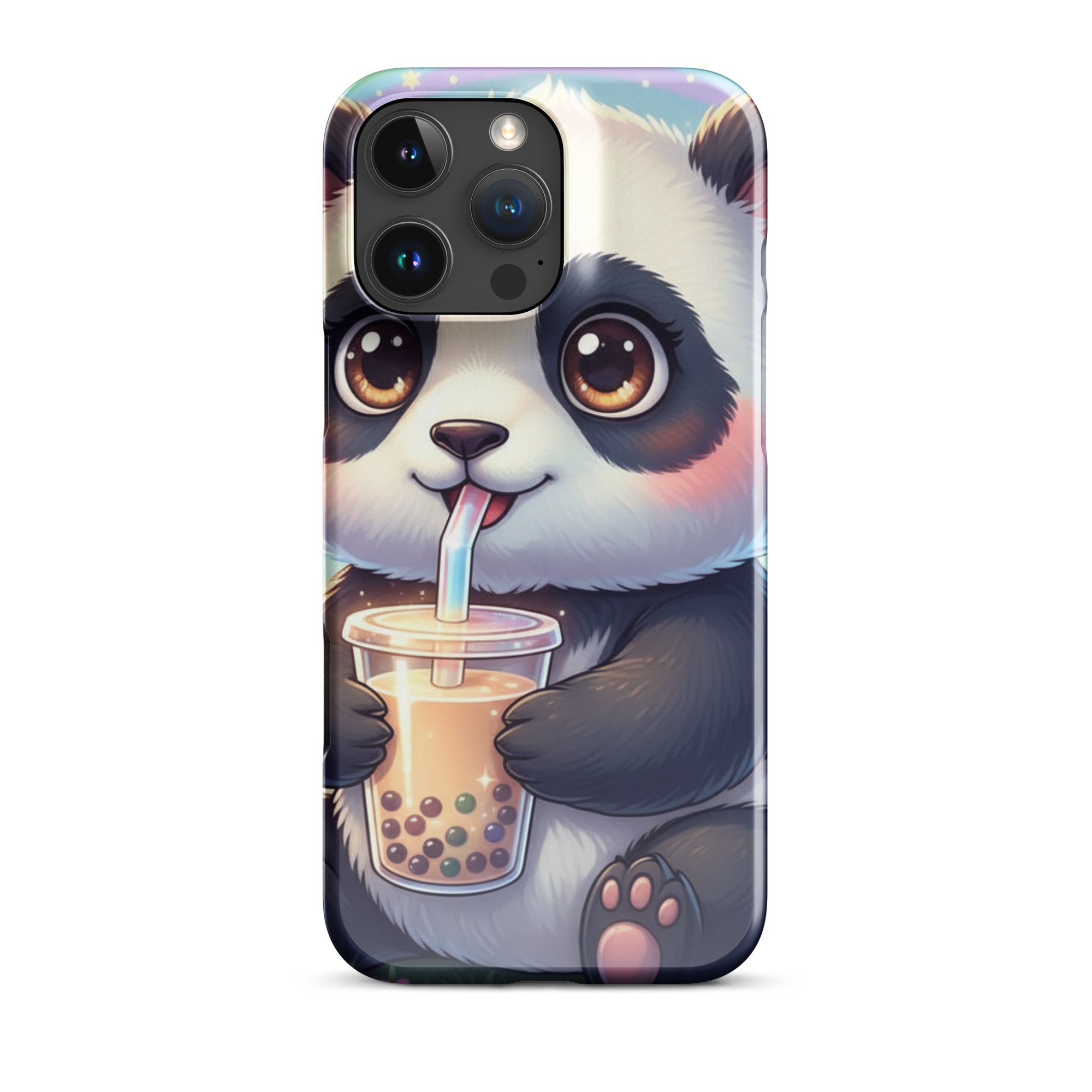 Adorable Panda with Bubble Tea – Slim Hard iPhone Case