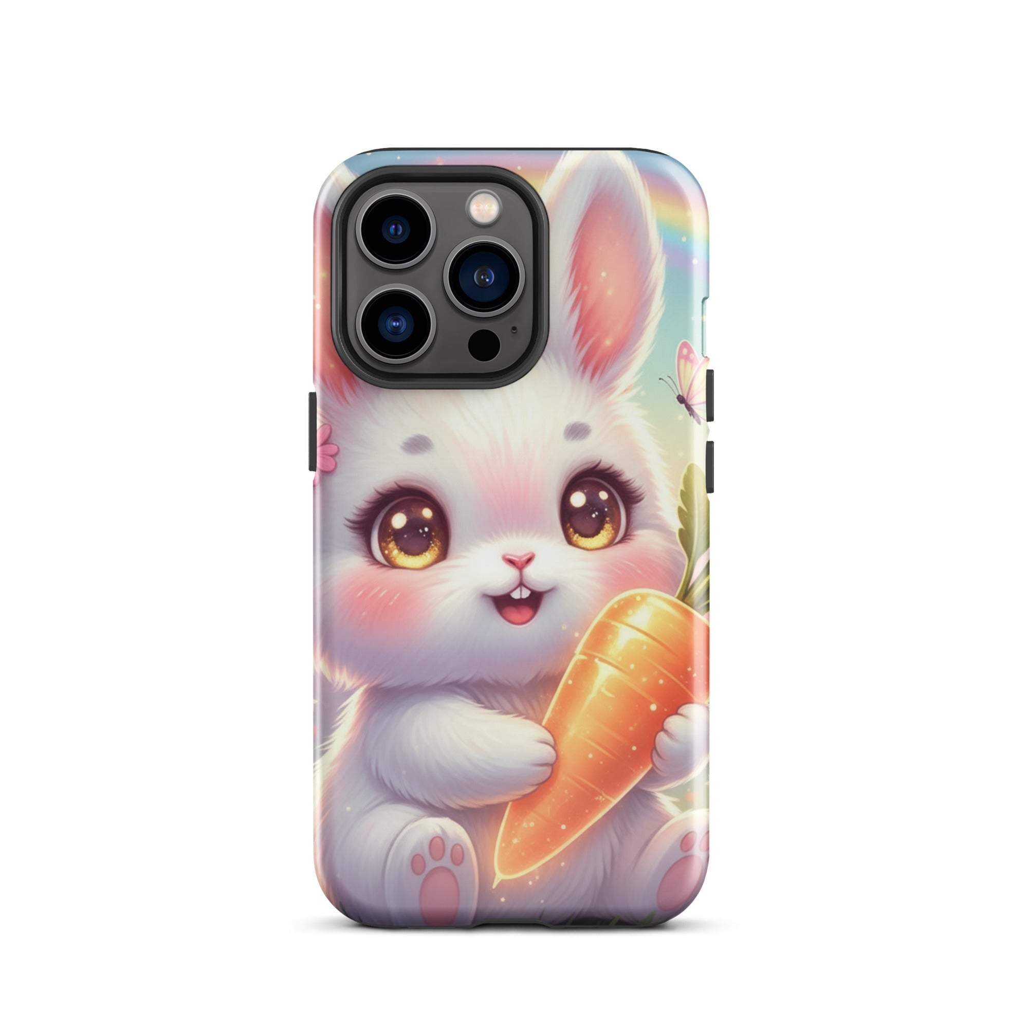 Cute Bunny with Carrot – Dual-Layer Tough iPhone Case