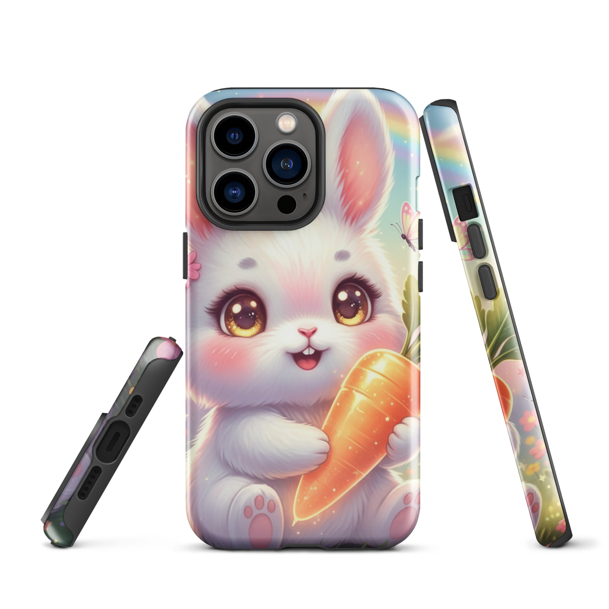 Cute Bunny with Carrot – Dual-Layer Tough iPhone Case