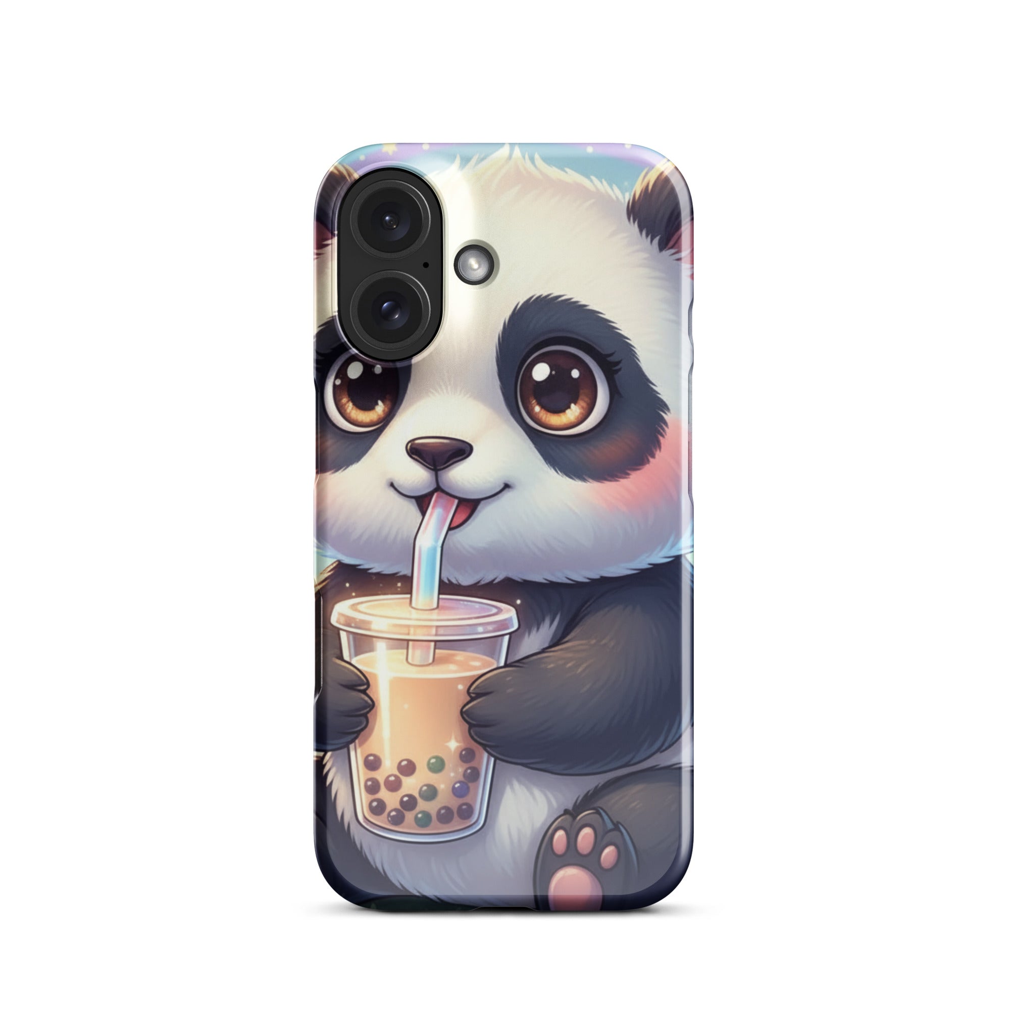 Adorable Panda with Bubble Tea – Slim Hard iPhone Case