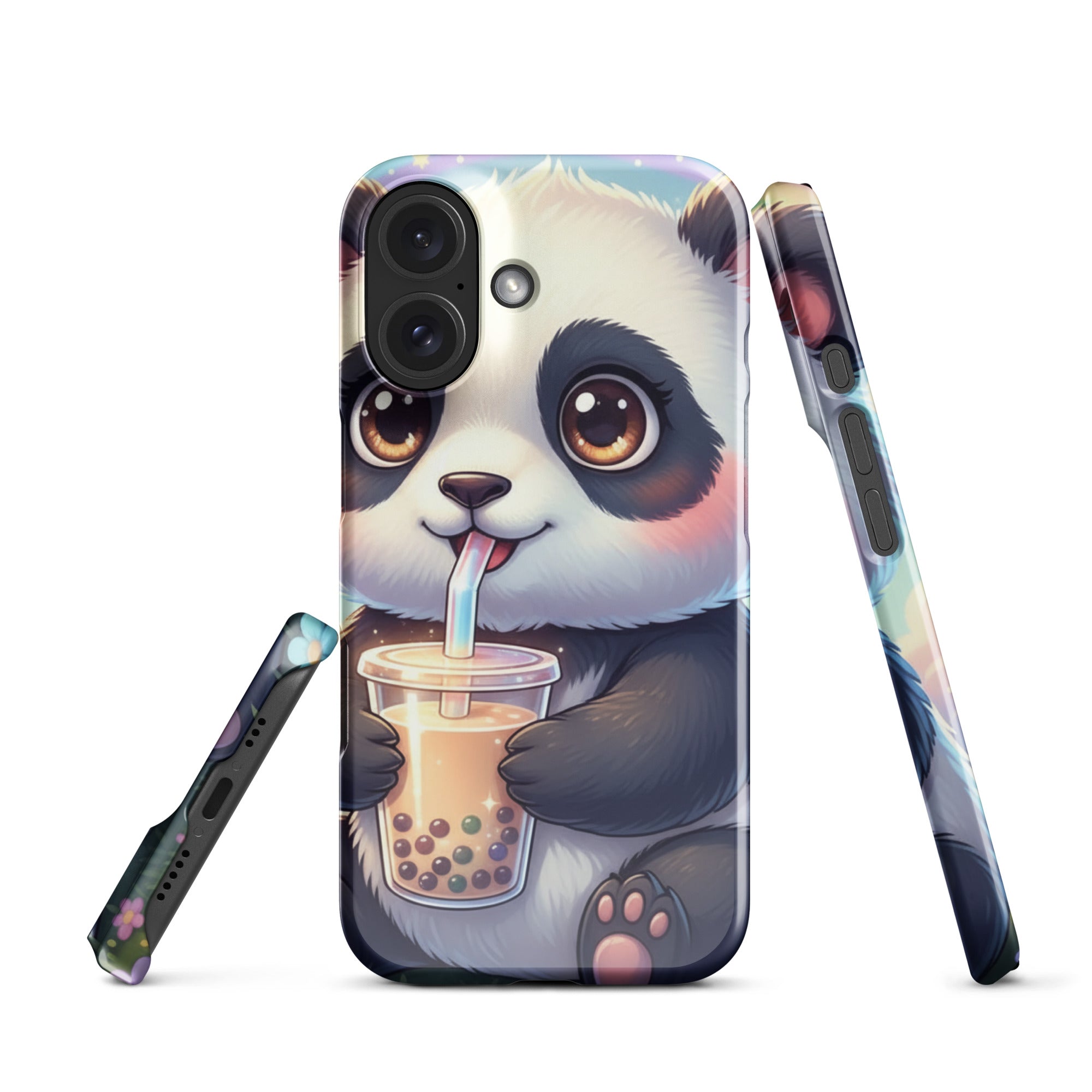 Adorable Panda with Bubble Tea – Slim Hard iPhone Case