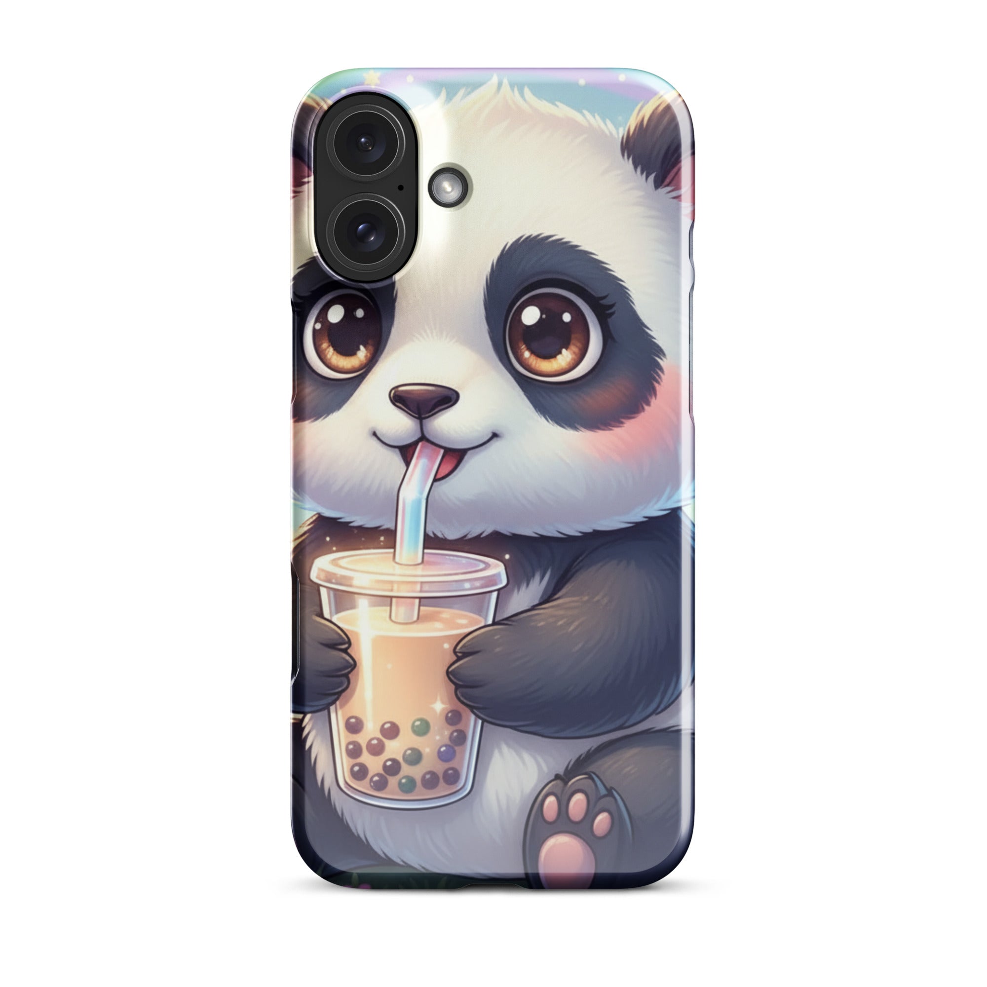 Adorable Panda with Bubble Tea – Slim Hard iPhone Case