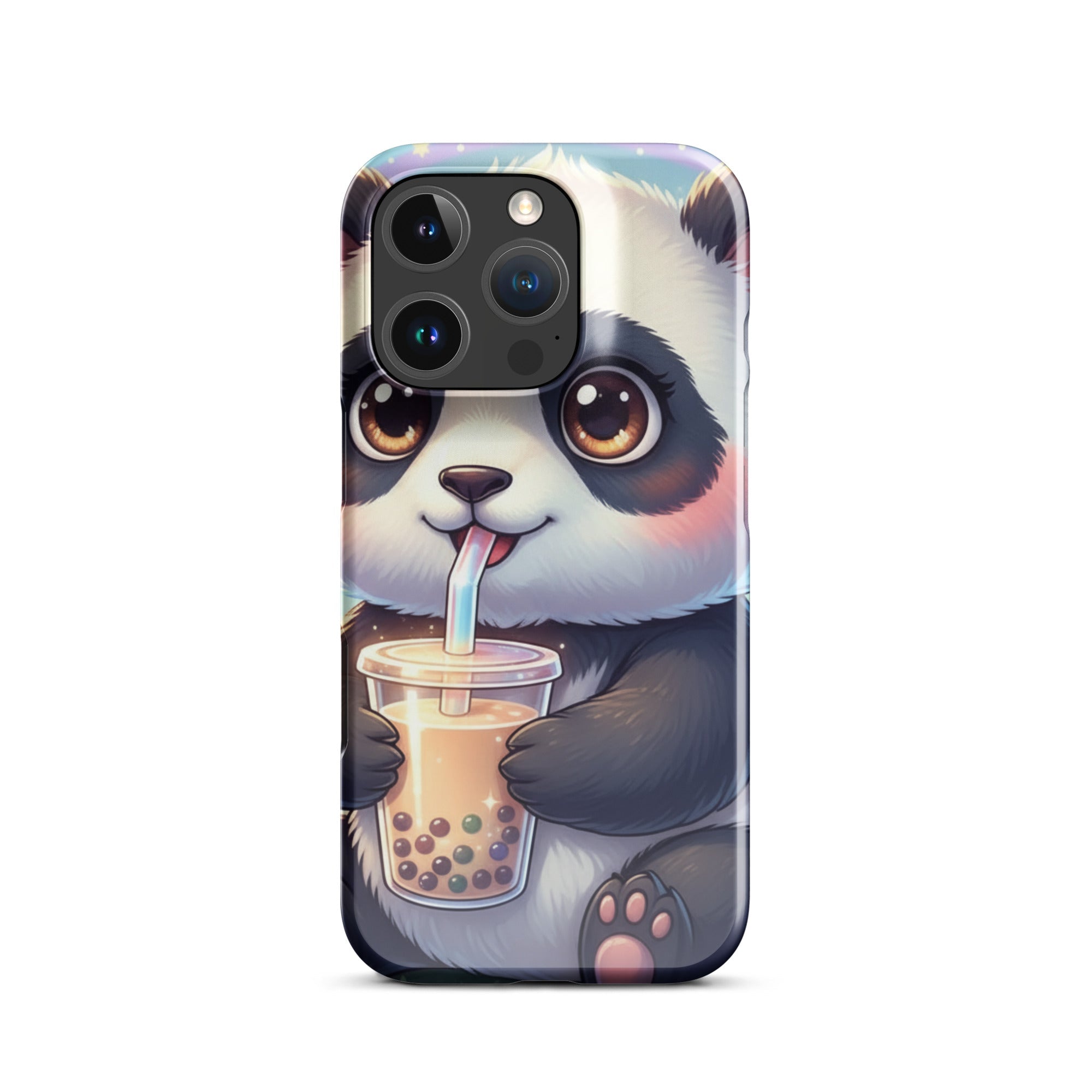Adorable Panda with Bubble Tea – Slim Hard iPhone Case
