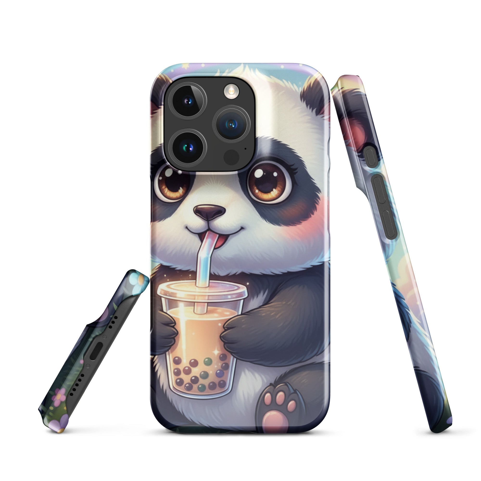 Adorable Panda with Bubble Tea – Slim Hard iPhone Case