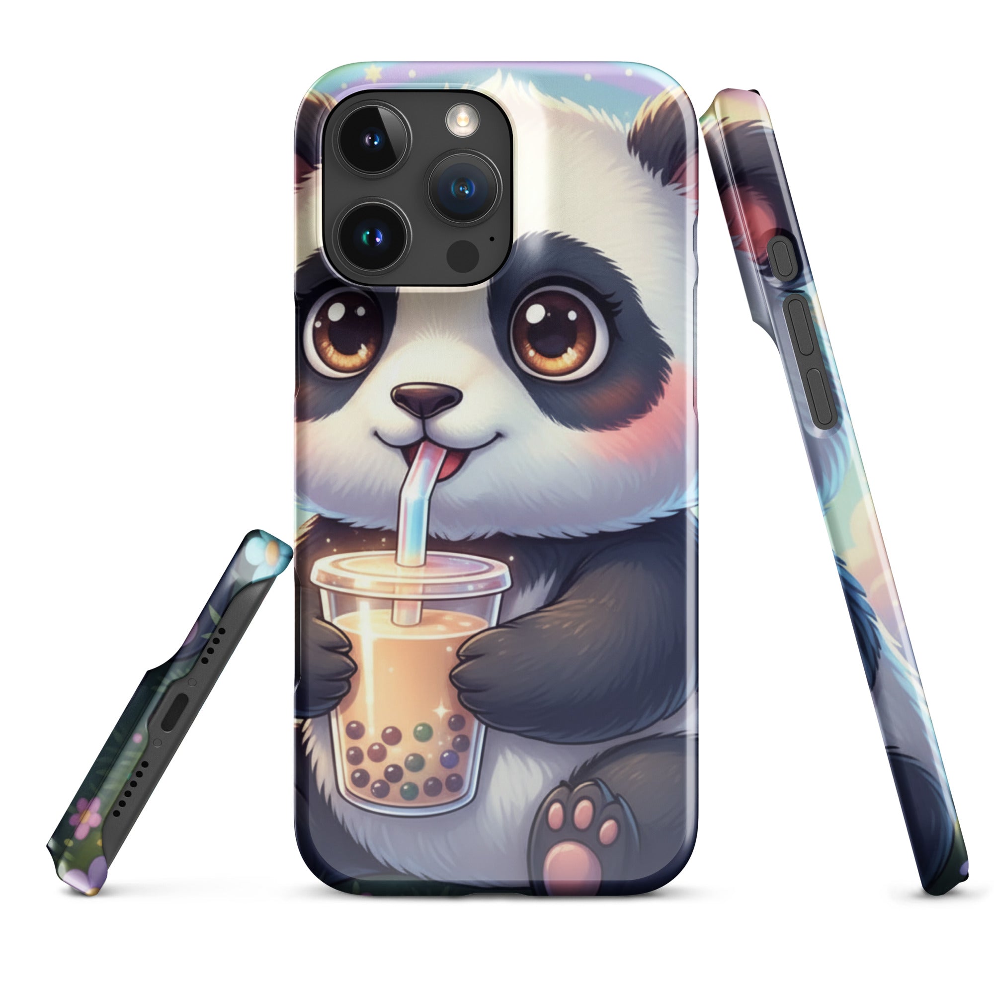 Adorable Panda with Bubble Tea – Slim Hard iPhone Case