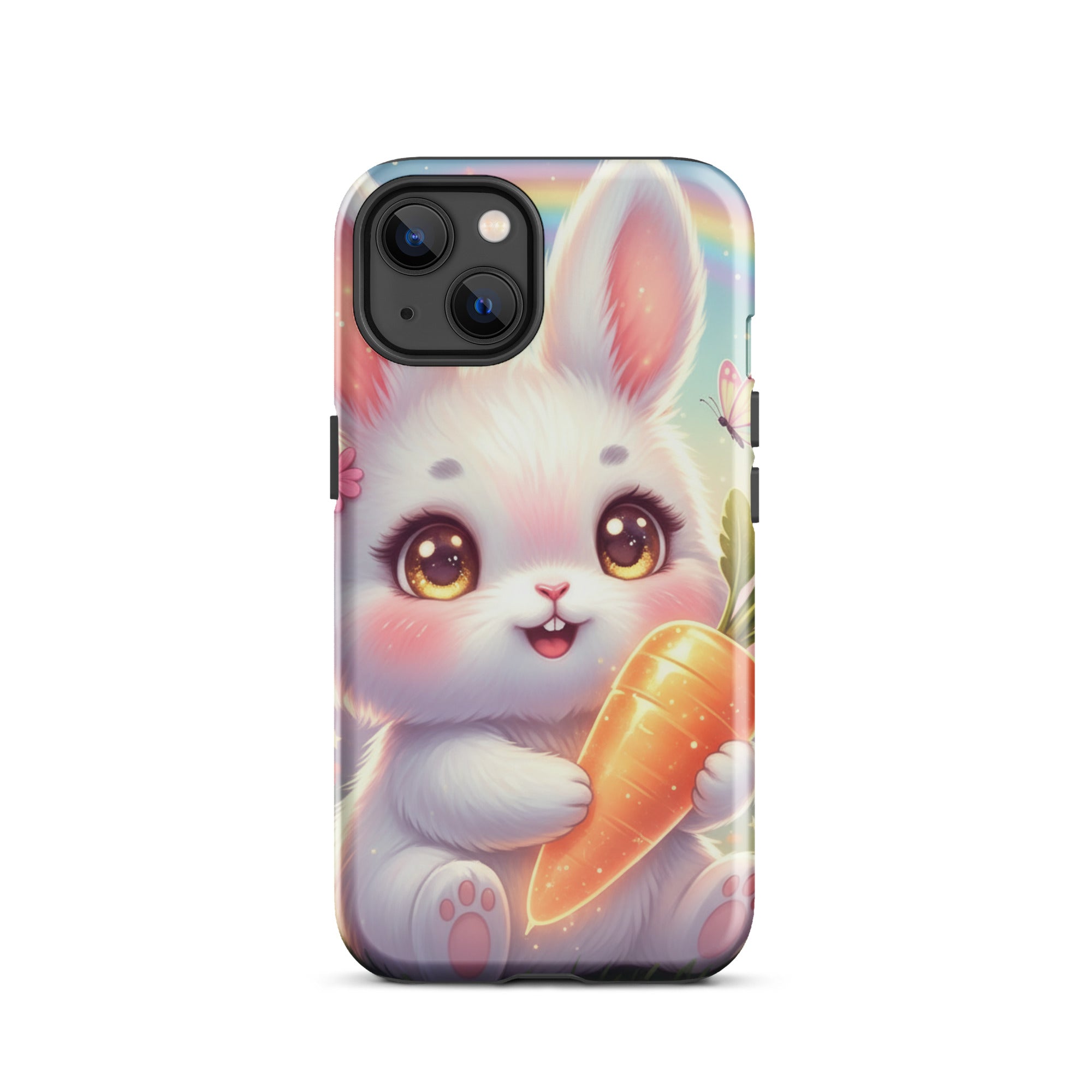 Cute Bunny with Carrot – Dual-Layer Tough iPhone Case