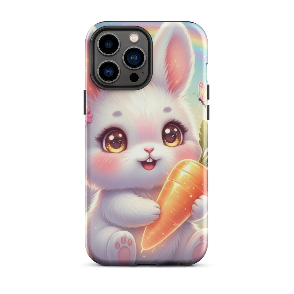 Cute Bunny with Carrot – Dual-Layer Tough iPhone Case