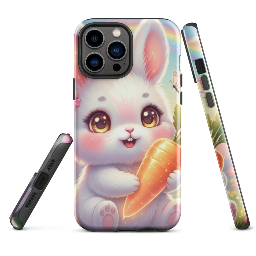 Cute Bunny with Carrot – Dual-Layer Tough iPhone Case